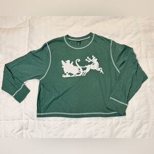 Wild Fable cropped Green Holiday Top